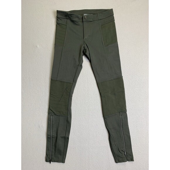 Athleta Leggings Woman 4 Olive Green Trailsetter Ponte Motion Pants Moto Pull On - Picture 1 of 8